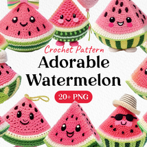 Bundle Crochet Pattern Adorable Watermelon Clipart PNG - £2.38 GBP