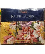 1 NEW Vtg Ralph Lauren Brooke Sophie Yellow Floral Twin Size Flat Sheet NIP - £46.65 GBP