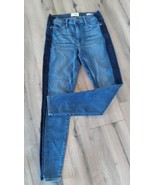 Frame Denim Le High Skinny Crop Tuxedo Stripe Two Tone Stretch Blue Jean... - $841.82 MXN