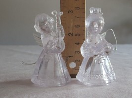 Lot of 2 Vintage Clear Acrylic Hard Plastic Angel Christmas Ornament Music ~3.2&quot; - £7.56 GBP