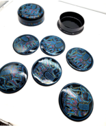 Vibrant Burmese Elephant Lacquer Coasters Set of 6 and Holder - $21.00