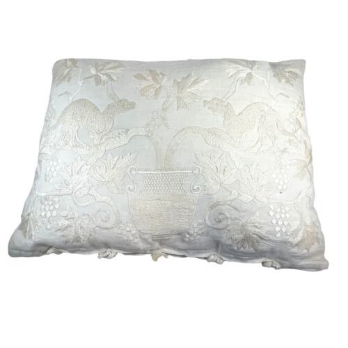 Vintage Natural Cream Lace Cutout Victorian Throw Pillow Dragon Oriental 20X 15 - $46.74