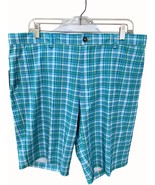 Greg Norman Mens Blue Plaid Golf Shorts Gingham Breathable Lightweight N... - $33.04