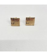 Vintage Swank Cufflinks Gold Tone .75&quot; Square Diamond Design Embossed MC... - £11.16 GBP