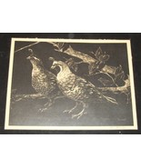 GEORGE KOUNTOUPIS OKLAHOMA ART ENGRAVING QUAIL GROUSE PRINT SIGNED SEPIA... - £32.05 GBP