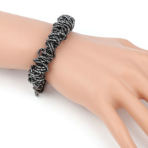 Charcoal Black Gun Metal Tone Statement Bracelet with Twisted Chain Design - £28.10 GBP