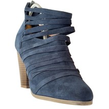 Women&#39;s Shoes NEW EDITION Blue Faux Suede Ankle Bootie Heels Size 9 - $50.39