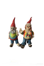 Scratch &amp; Dent Gnancy and Gnarley Pair of Hippie Garden Gnome Statues - £23.72 GBP