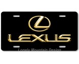 Lexus Logo Inspired Art Gold on Black FLAT Aluminum Novelty License Tag ... - £14.45 GBP