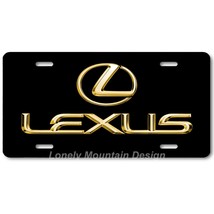 Lexus Logo Inspired Art Gold on Black FLAT Aluminum Novelty License Tag Plate - £14.38 GBP