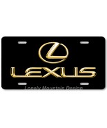 Lexus Logo Inspired Art Gold on Black FLAT Aluminum Novelty License Tag ... - £14.21 GBP