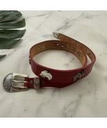 Silver Creek Womens Vintage 90s Western Leather Blet Size XS Red Animals - $39.25 CAD