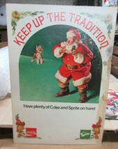 1970s Coca Cola Sprite Keep Up Tradition Christmas Cardboard Sign Santa ... - £197.57 GBP