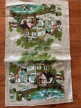 Vintage linen seaside house towel - £17.87 GBP