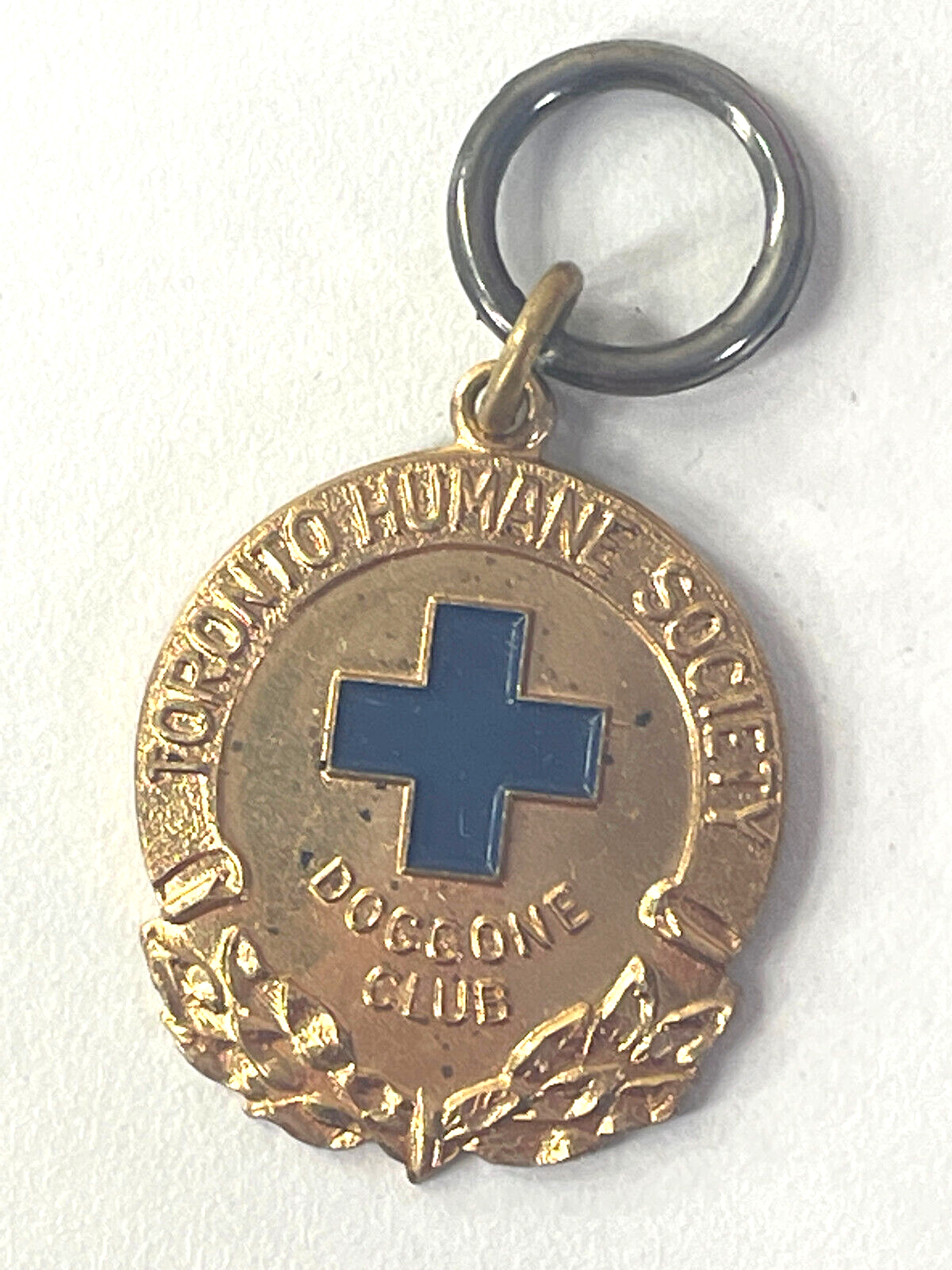 Primary image for Toronto Humane Society Doggone Club Keychain Goldtone with Blue Cross