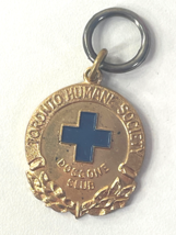 Toronto Humane Society Doggone Club Keychain Goldtone with Blue Cross - $9.89
