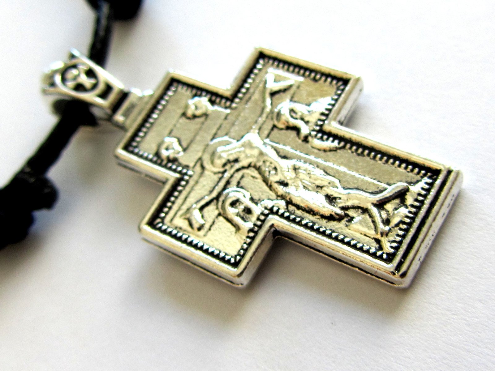 Two Sided Christian Orthodox Greek Religious Pendant Necklace with Metal Stainle