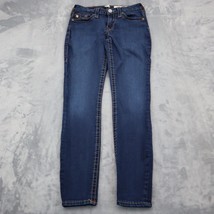 True Religion Pants Womens 27 Blue Curvy Skinny Low Rise Stretch Zip Denim Jeans - £23.65 GBP