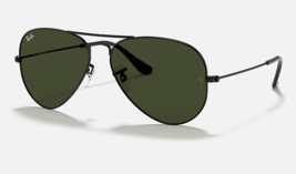 RAY-BAN Aviator Classic Sunglasses RB3025 L2823 Polished Black W/ Green Lens - $89.09
