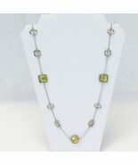 Lia Sophia MIDORI Necklace 38-41&quot; Long Silver/Yellow-Green   Beautiful J... - $254.51 MXN
