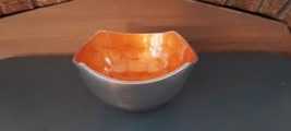 Orange And Silver Bowl Made In India - $6.00