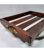 Vintage Farmhouse Serving Tray 18x12x2.5 Inch Wood Slats w/ Metal Handles - $79.00