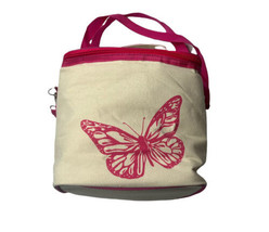 Pink Butterfly Insulated Lunch Box Bag 8”Hx10”Wx9”D - £13.62 GBP