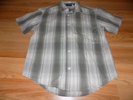 Boy&#39;s Size Small 6-7 Cherokee Brown Green Plaid Button Front Shirt Top E... - £10.96 GBP