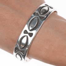 6 7/8&quot; Chimney Butte Navajo stamped sterling cuff bracelet - $173.25