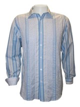 NWT NAT NAST long sleeve shirt M striped pool blue $185 contrast cuffs c... - $69.99