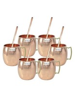 Set of 6 - Prisha India Craft  Solid Copper Mug with Straw for Moscow Mu... - £54.52 GBP