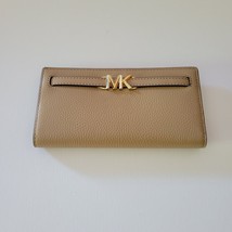 Michael Kors Reed Large Snap Wallet Clutch Camel Pebbled Leather - $64.93