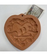 Vintage 1992 Cotton Press Terra Cotta Romantic Heart Mold Love Birds Flo... - $13.67 CAD