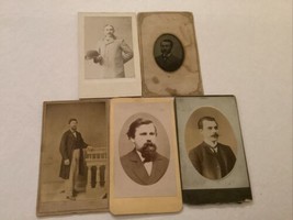 5 Antique Photo CDV Tin  Photos Men Beards Handle Mustache Trenton Bridgeton NJ - £15.60 GBP