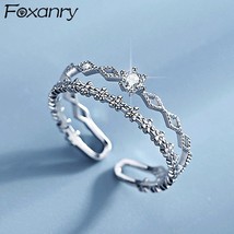Silver Color Flowers Rings New Fashion Sparkling Zircon Fine Jewelry Elegant Wed - £9.20 GBP