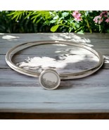 Floating Crystal Bangle Bracelet Charms Locket Silver Tone Modernist Aca... - £15.47 GBP