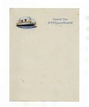 Cunard White Star Line R M S Queen Elisabeth Sheet of Stationery - $17.82