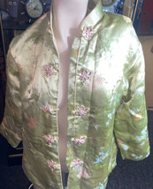 Lady Ethnic Jacket  Quilted Coat TFaux Silk Satin Size Women’sMedium Button Pink - £20.75 GBP