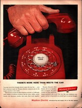 Western Electric 1960 Vtg PRINT AD 10.5x13 Red Rotary Telephone Bell Sys... - $24.11