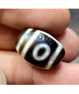 Amulette ancienne perle dzi en pierre d&#39;agate 2 yeux tibétaine style ancien - $48.58