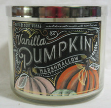 Bath &amp; Body Works 3-wick 14.5 Oz Jar Scented Candle Vanilla Pumpkin Marshallow - £31.02 GBP