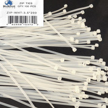 NEW 100pcs WHITE 8&quot; 3.5x200mm Locking Nylon Plastic Cable Wire Zip Tie Cord Wrap - £11.80 GBP