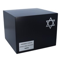 Jewish urn for adult Black wooden urn with Star of David cremation human - $164.22+