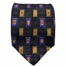 Robert Talbott Tie 100% Silk Gray Yellow Blue Multi Geometric Mens 58&quot;L ... - £12.65 GBP