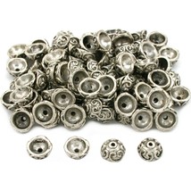 Bali End Bead Caps Antique Silver Plated Approx 100 - $30.97