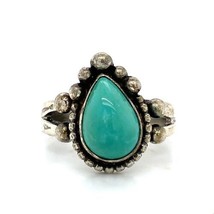 Vintage Sterling Native American Navajo Pear Shape Turquoise Stone Ring ... - £41.60 GBP