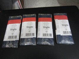 Lot of 4 Wrights Double Fold Extra Wide Bias Tape - 3 yd X 1/2&quot; - Navy - #206 - £11.70 GBP
