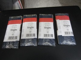 Lot of 4 Wrights Double Fold Extra Wide Bias Tape - 3 yd X 1/2&quot; - Navy - #206 - £11.09 GBP