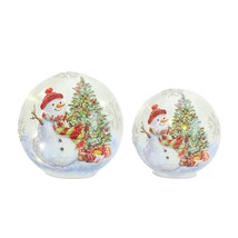 LED Snowman and Tree Globe (Set of 2) 6&quot;H, 7&quot;H Glass 3 AAA Batteries Not Incl... - £66.46 GBP