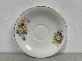 Clarence Fine Bone China England Saucer Yellow Purple Floral 5.5&quot; - $150.53 MXN
